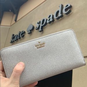 Sliver Glitter Zip Around Wallet